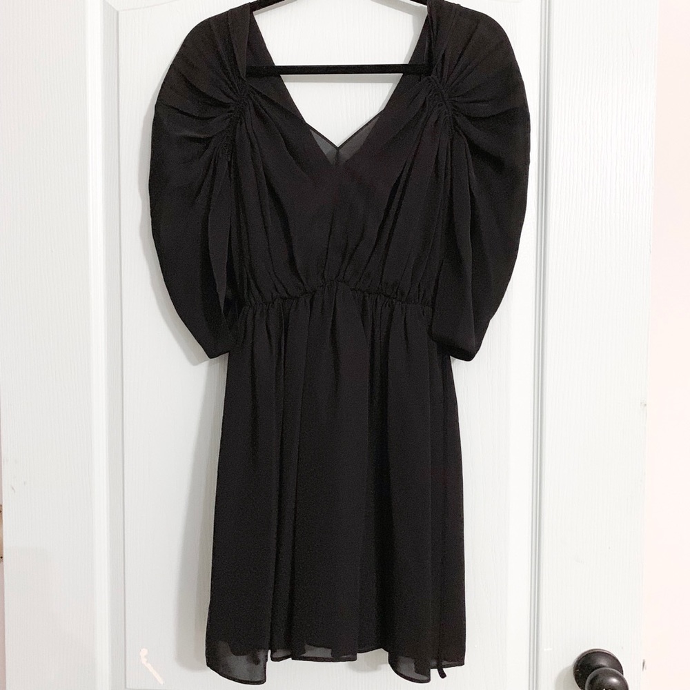 Halston Heritage Deep V Dolman Dress, Black, 6